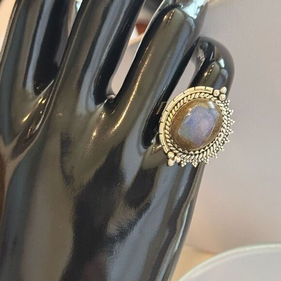 Stunning Boulder Opal Ring Southwestern Oval  Framed Sterling Silver - Picture 6 of 6